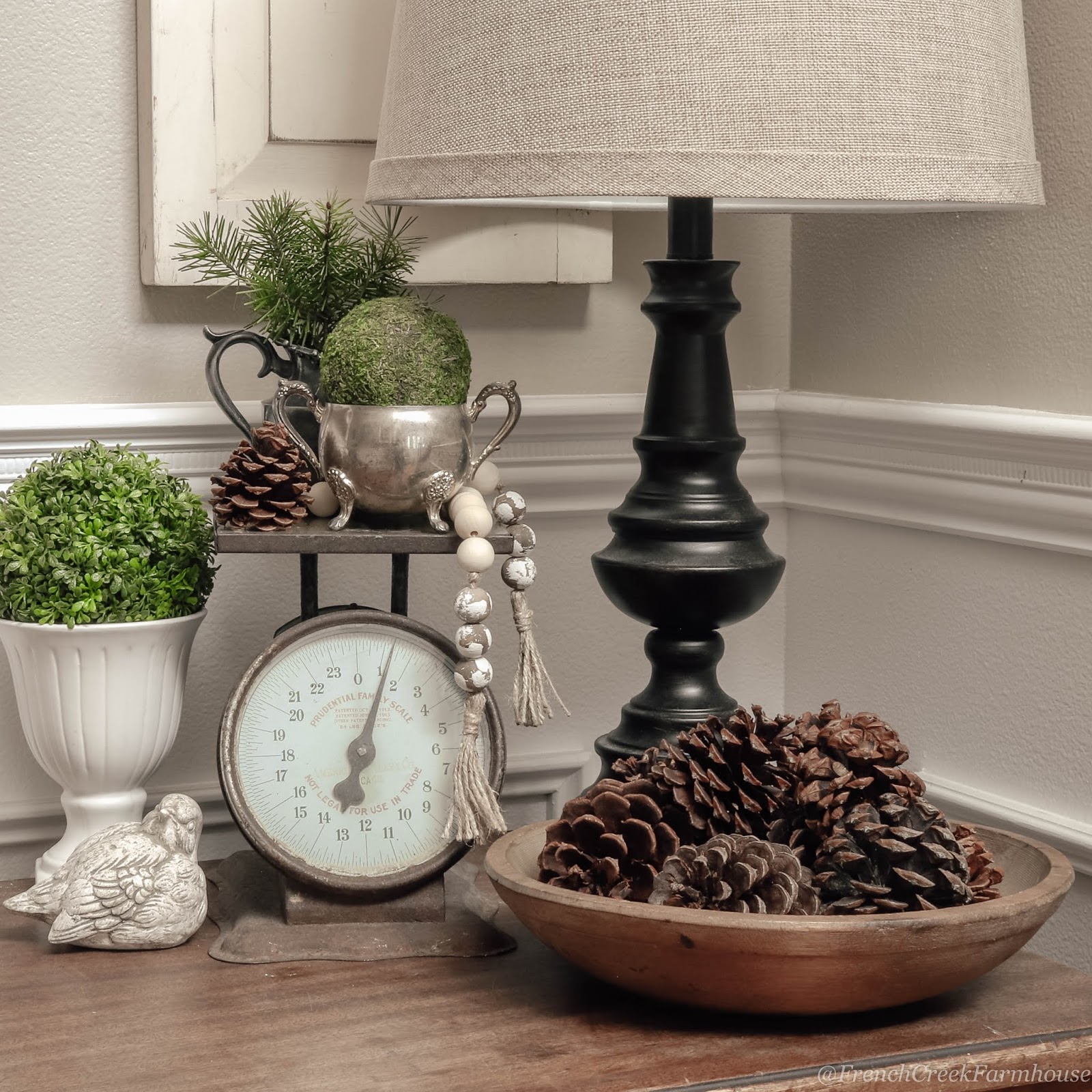 A bowl of pinecones offers a natural way to celebrate fall and doesn't cost a thing!