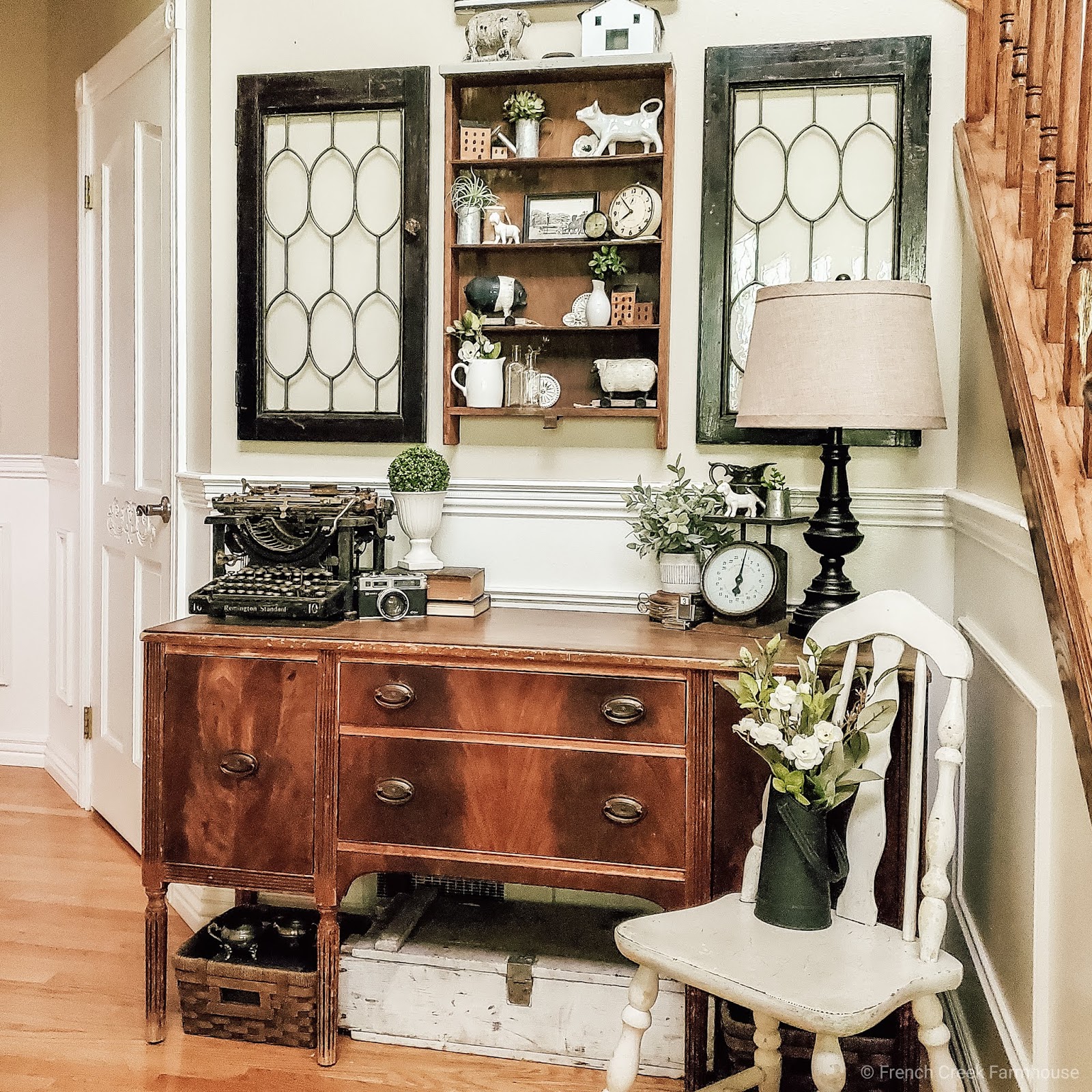 Hanging Antique Windows on a Wall