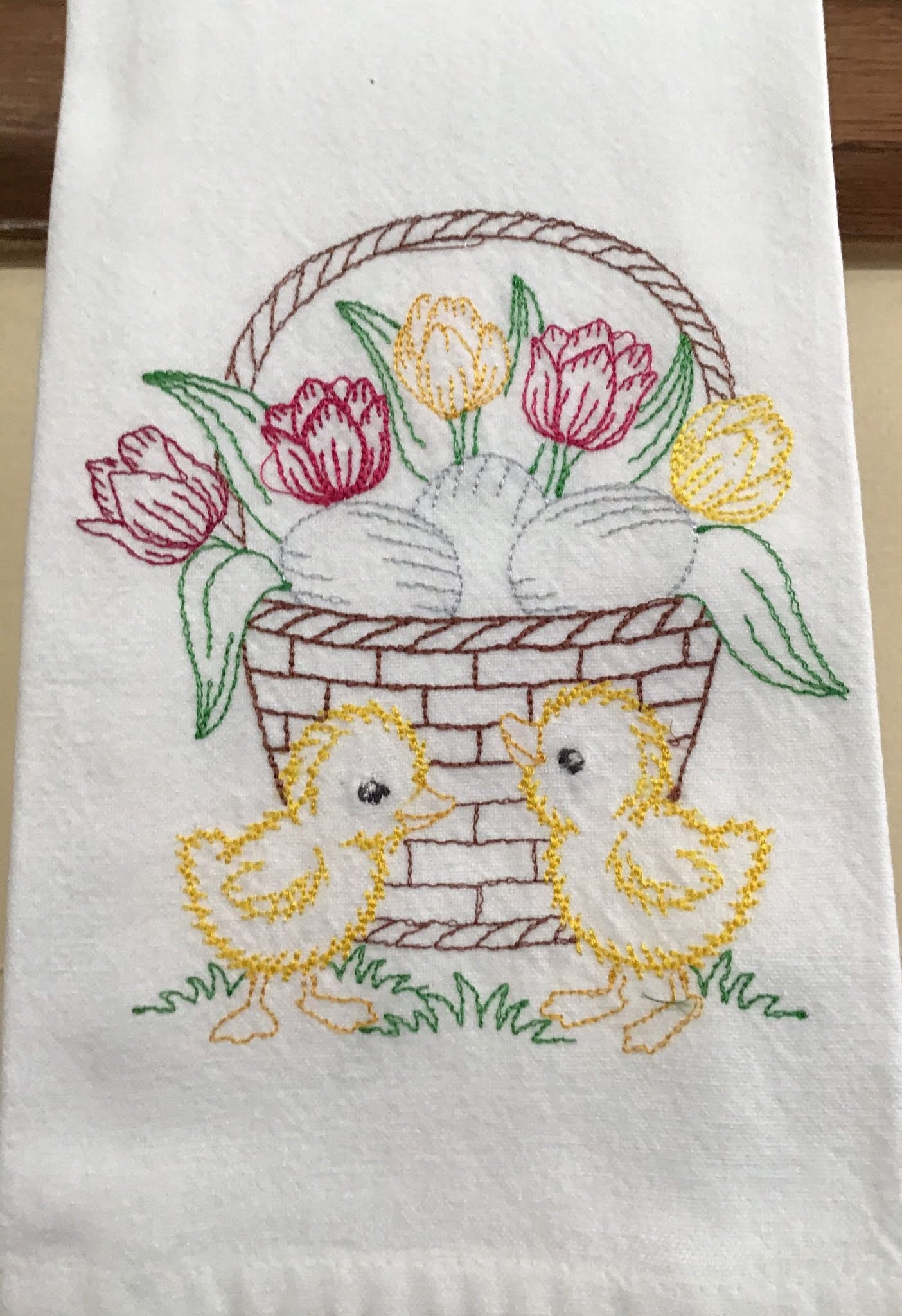Vintage Emroidered Easter Tea Towel