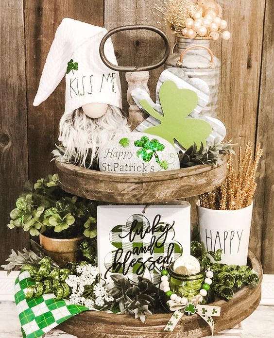 St. Patrick's Day Tiered Tray Ideas | French Creek Farmhouse