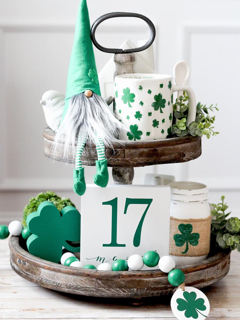 St. Patrick's Day Tiered Tray Ideas | French Creek Farmhouse