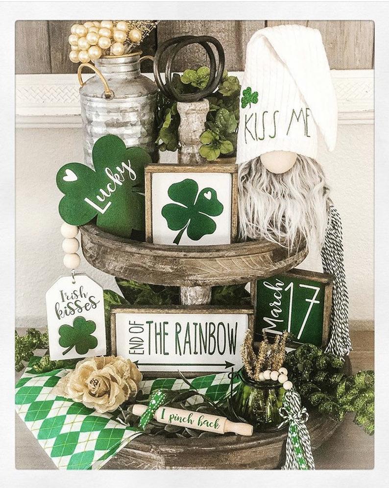 St. Patrick's Day Tiered Tray Ideas | French Creek Farmhouse