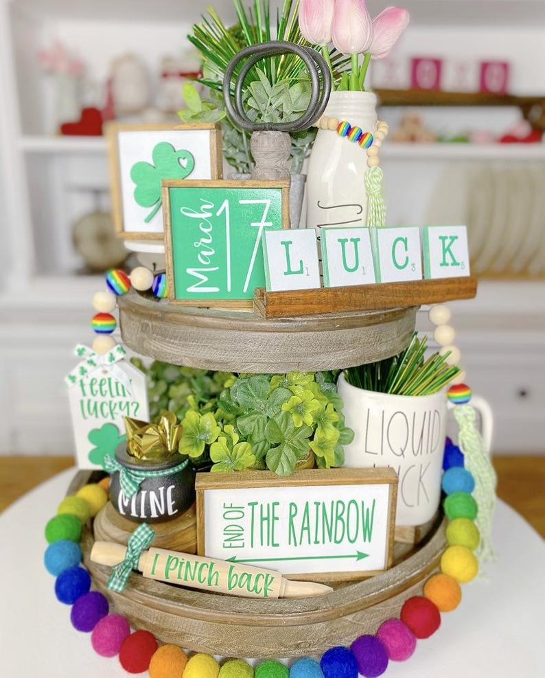 St. Patrick's Day Tiered Tray Ideas | French Creek Farmhouse