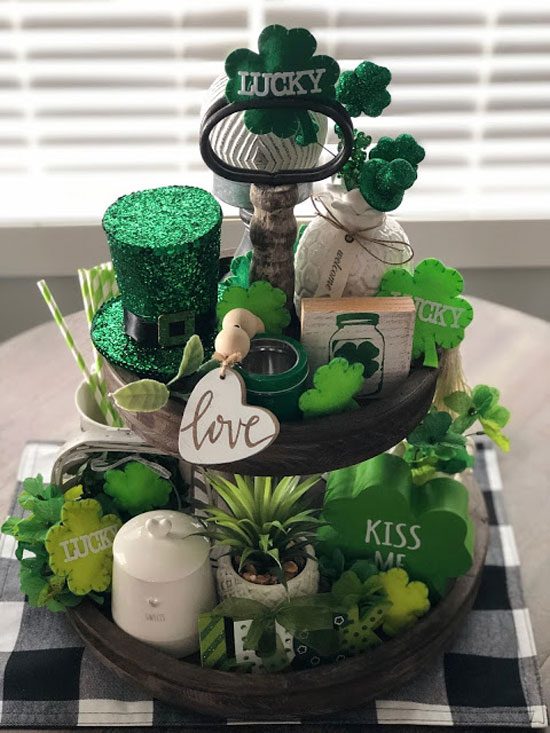 St. Patrick's Day Tiered Tray Ideas | French Creek Farmhouse