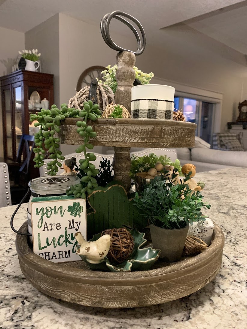 St. Patrick's Day Tiered Tray Ideas | French Creek Farmhouse