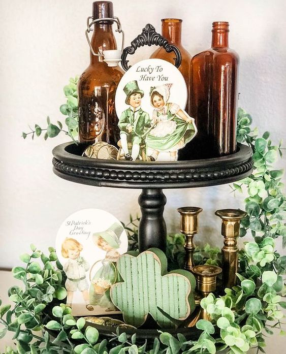 St. Patrick's Day Tiered Tray Ideas | French Creek Farmhouse