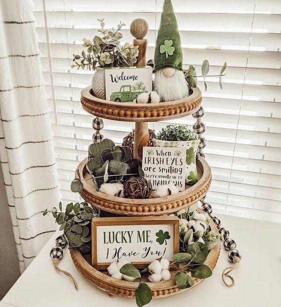 St. Patrick's Day Tiered Tray Ideas | French Creek Farmhouse