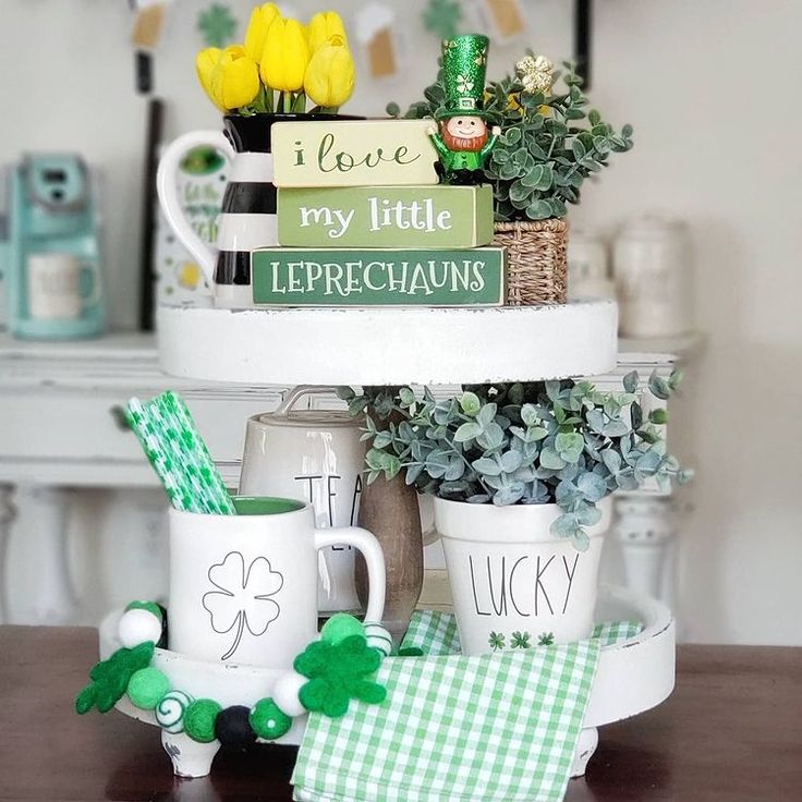 St. Patrick's Day Tiered Tray Ideas | French Creek Farmhouse