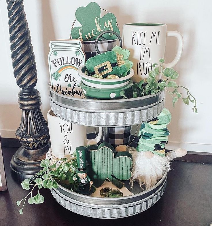 St. Patrick's Day Tiered Tray Ideas | French Creek Farmhouse