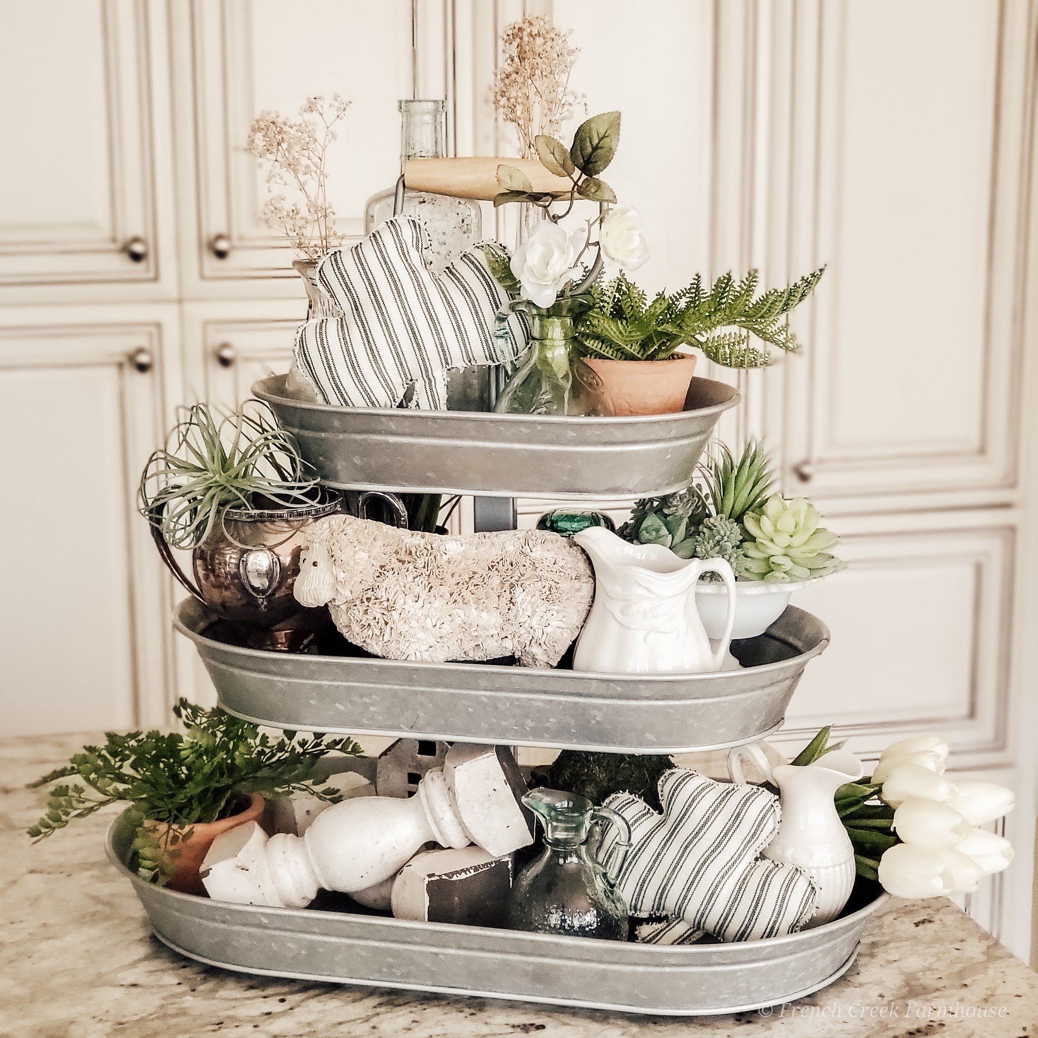 St. Patrick's Day Tiered Tray Decorating | French Creek Farmhouse