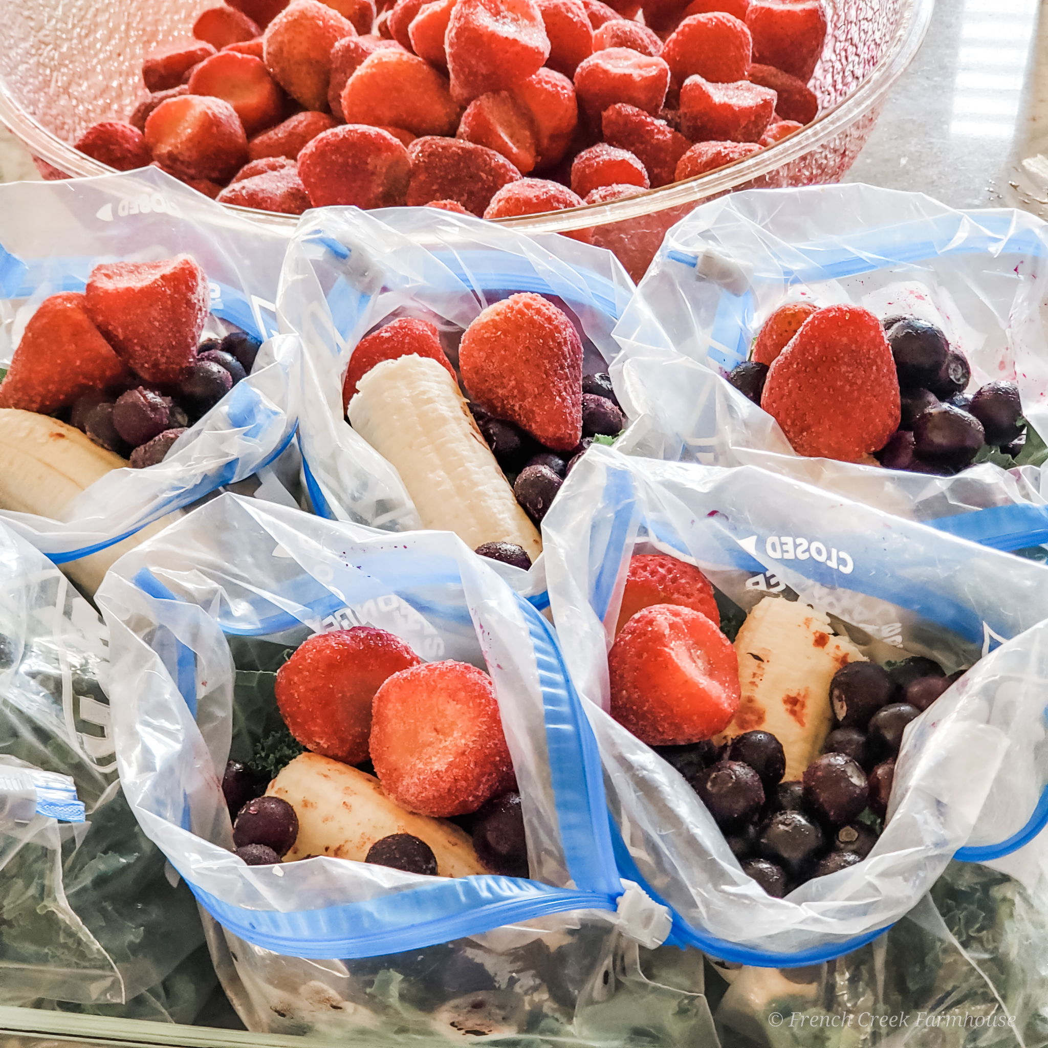 Bags of frozen fruit