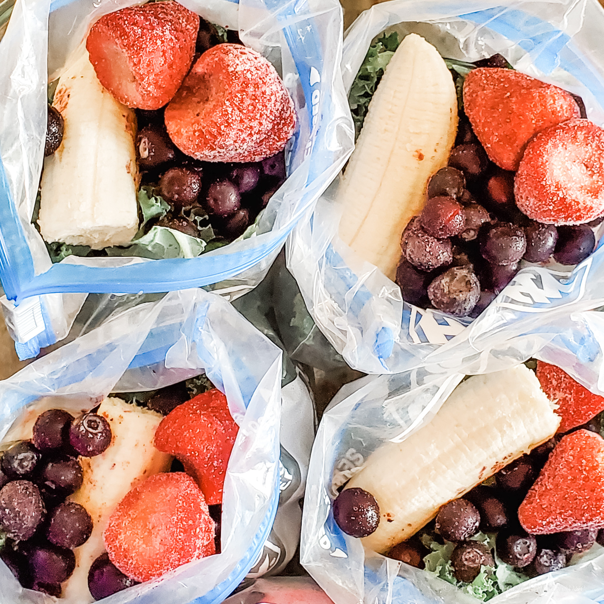 Bags of frozen fruit