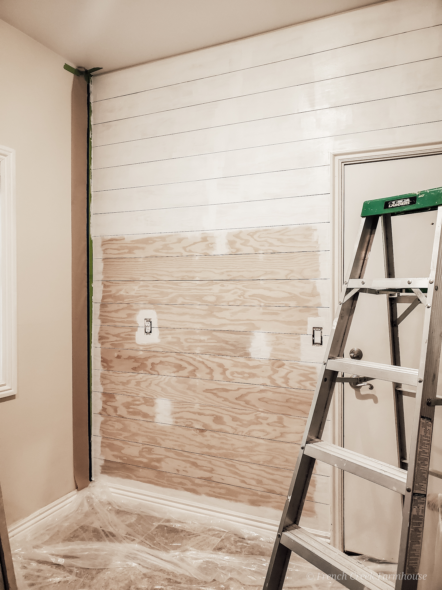 DIY Faux Shiplap Wall See the progress we made during Week 3 of our laundry room renovation