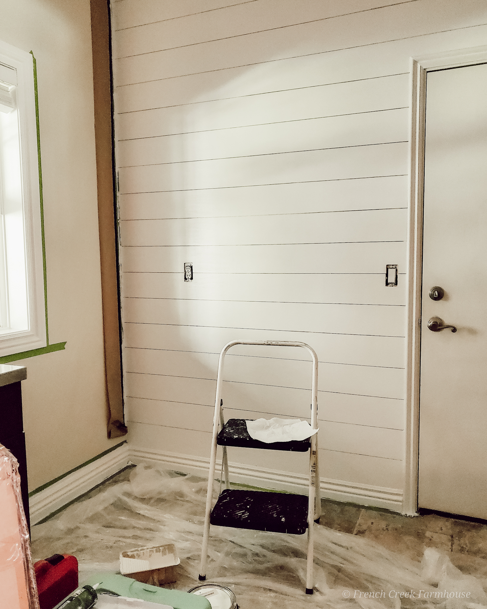 Installing Faux Shiplap See the progress we made during Week 3 of our laundry room renovation