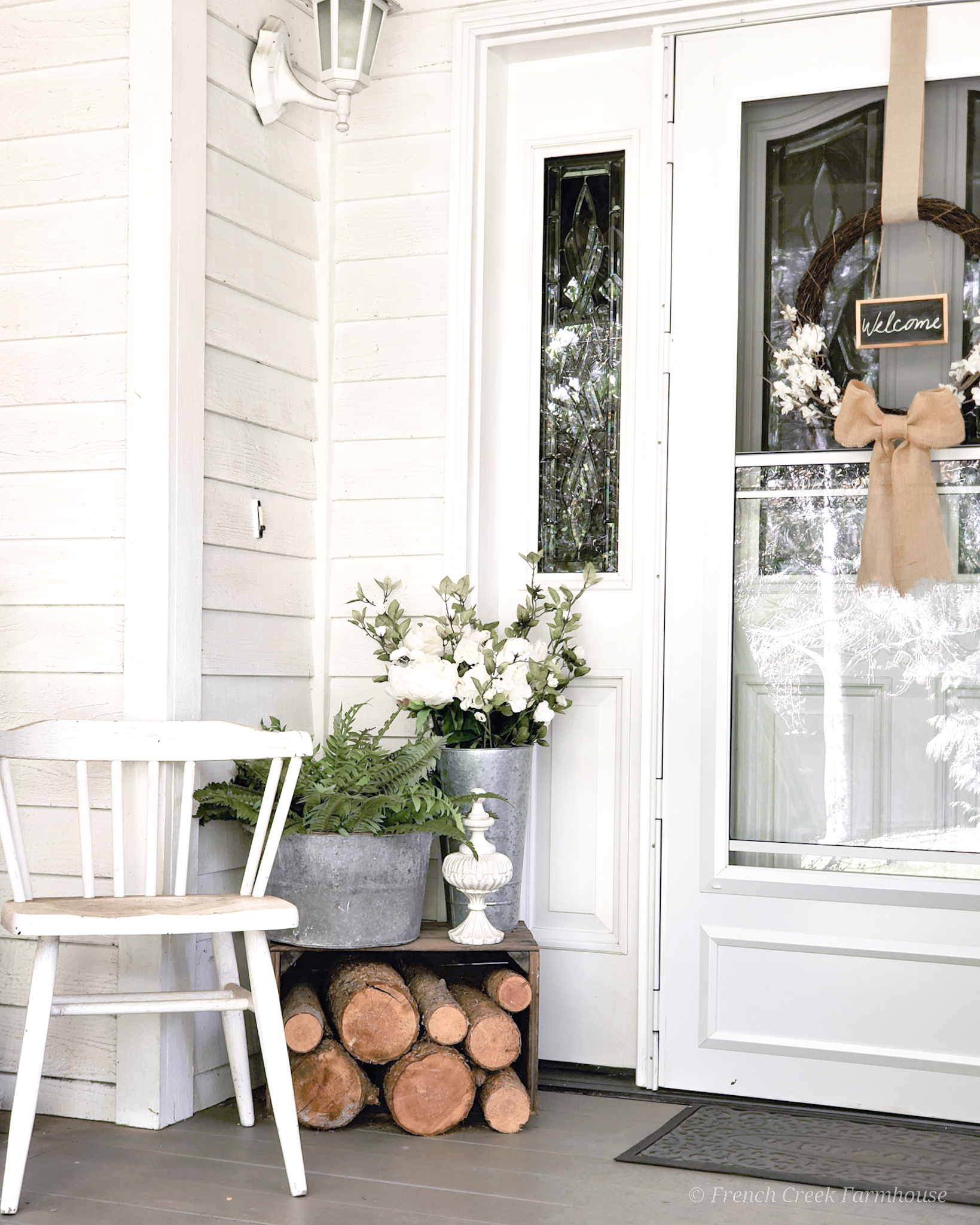 Classic farmhouse touches with loads of blooms are great inspiration for spring decor
