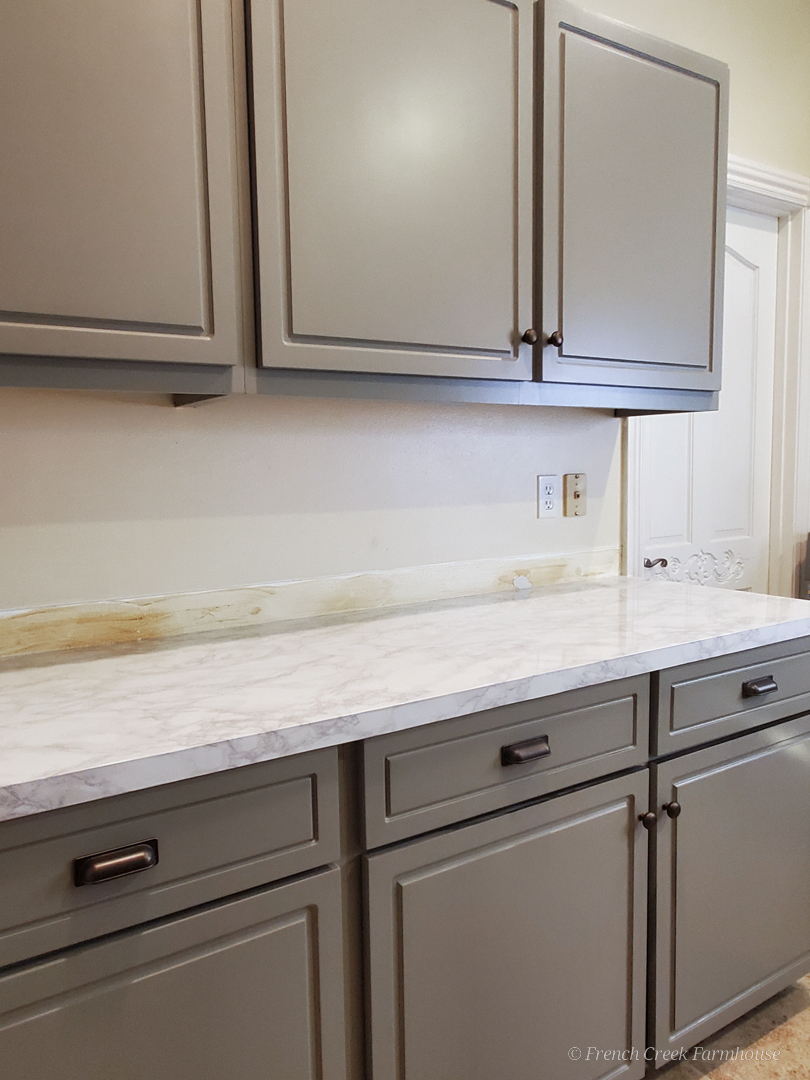 Our faux countertops that look like real marble