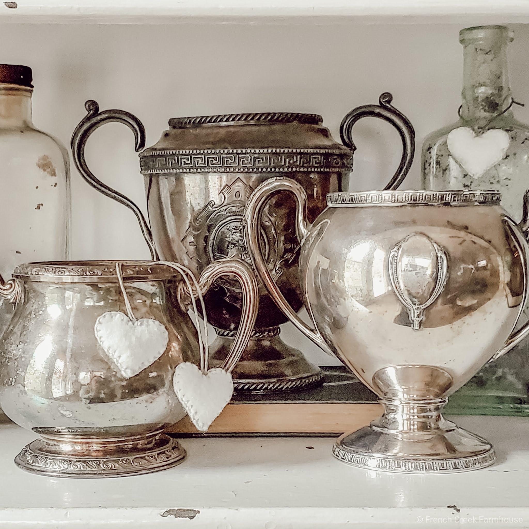 A collection of vintage loving cup trophies