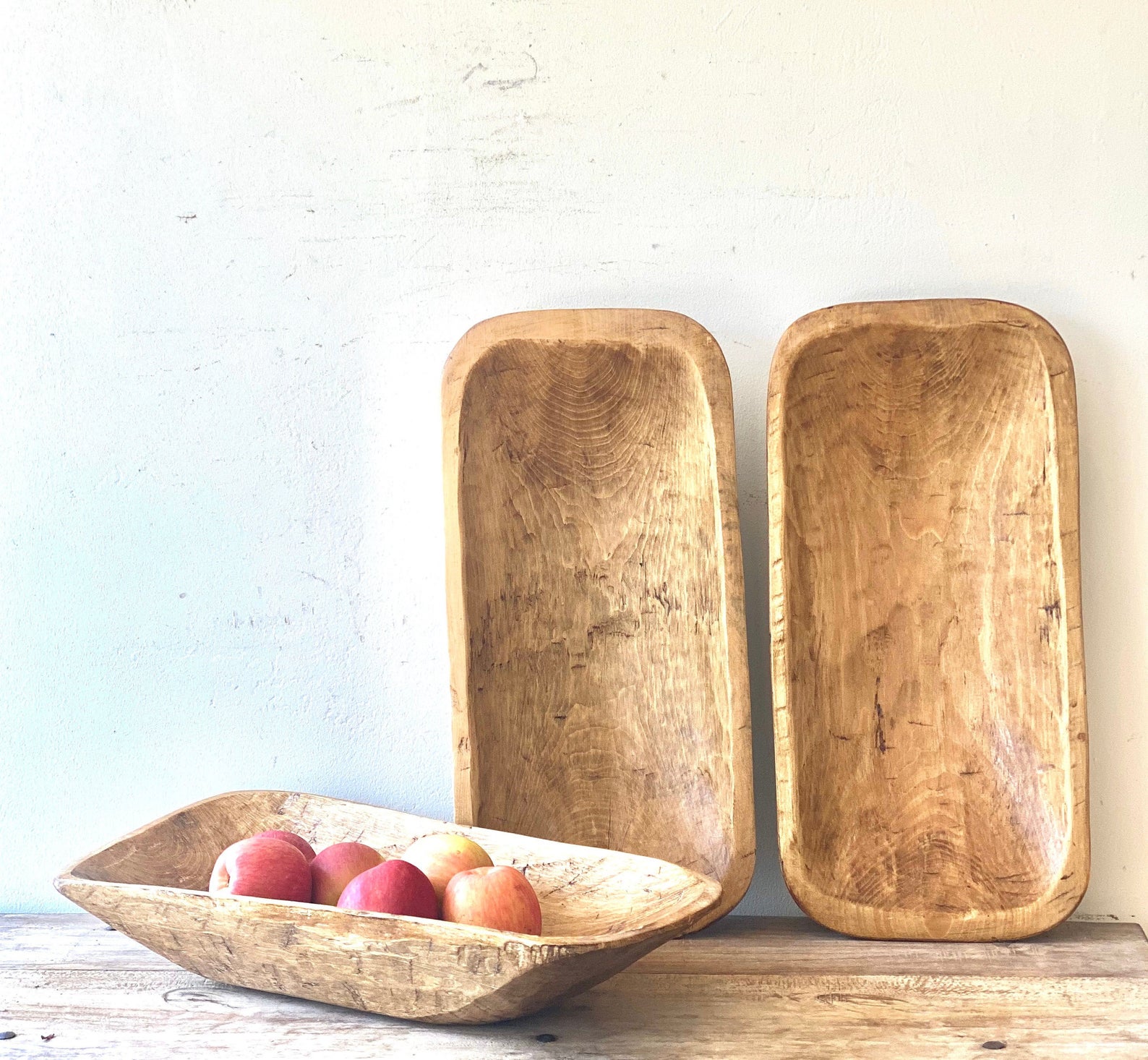 A vintage wooden dough bowl is great for decor, especially when you know the history!