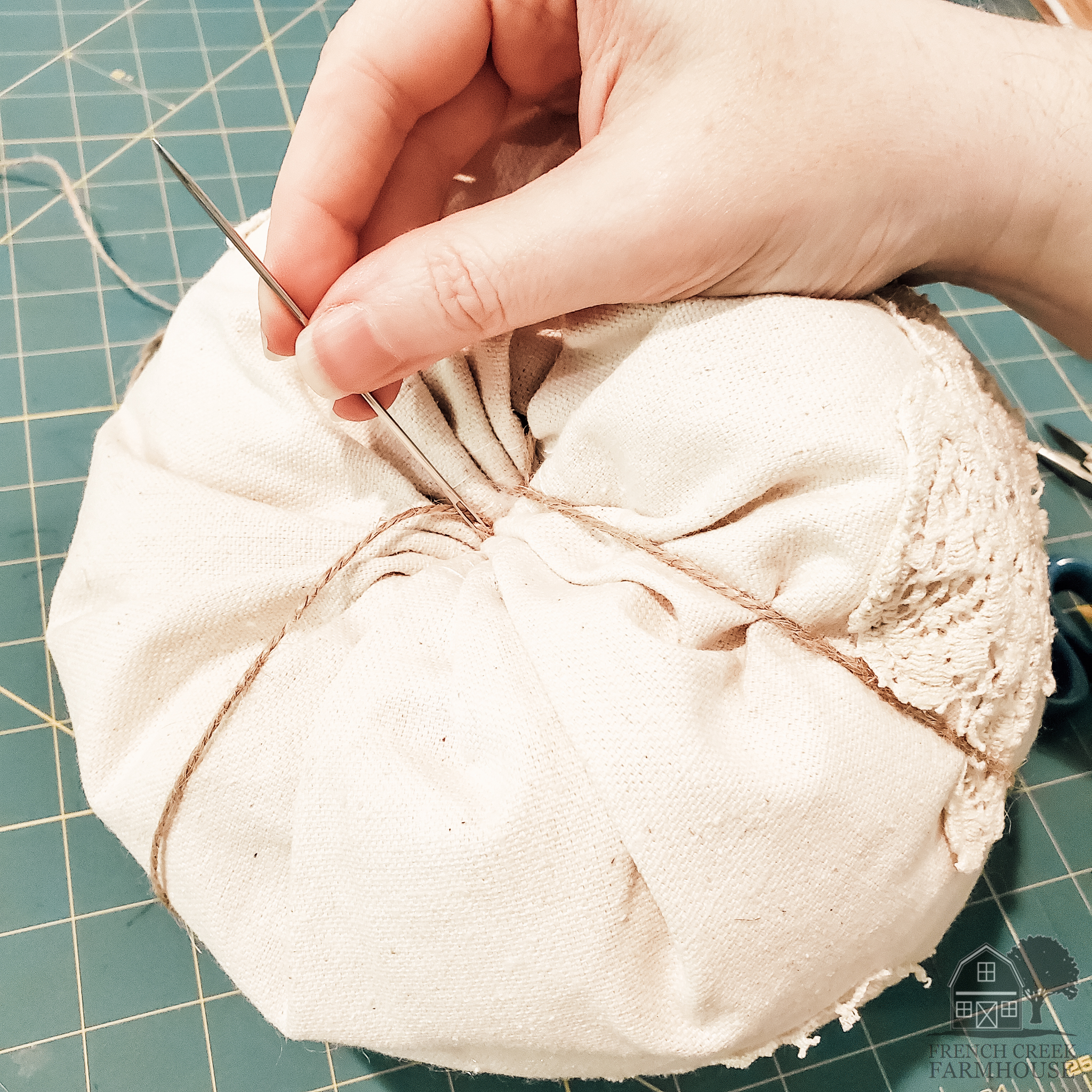 Use an upholstery needle for the stitching