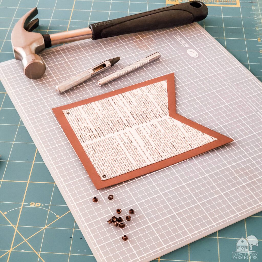 Eyelets make it easy to thread the pieces of a banner