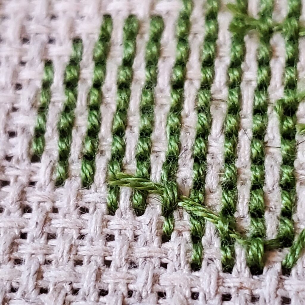 How to finish and tie-off thread while cross-stitching