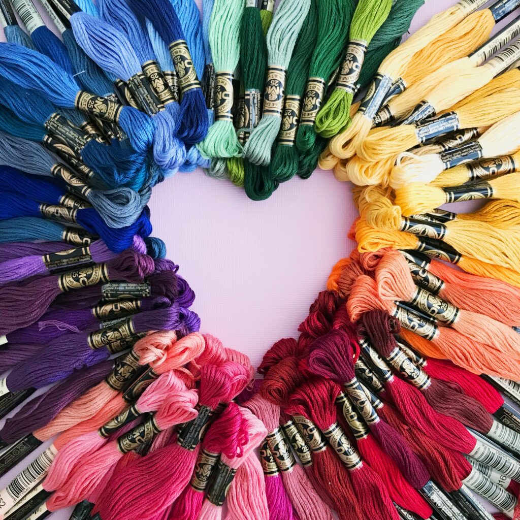DMC embroidery floss is available in a rainbow of colors