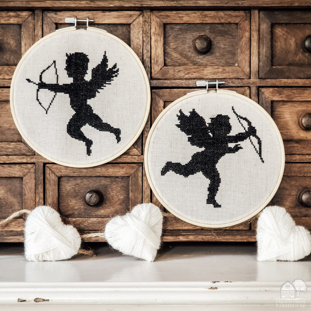 Hand-embroidered cupid silhouettes for Valentine's Day