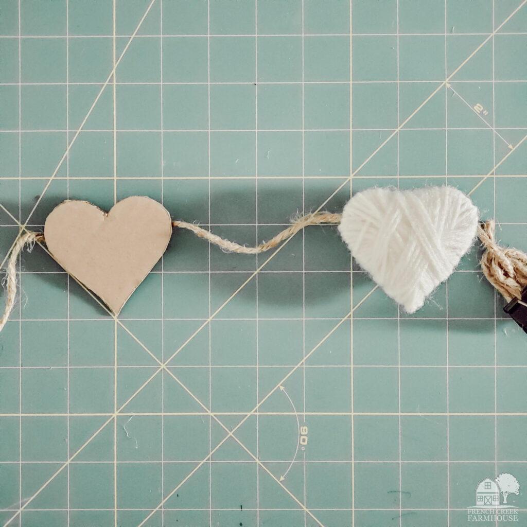 Make your garland any length you want by continuing to add more hearts as you go