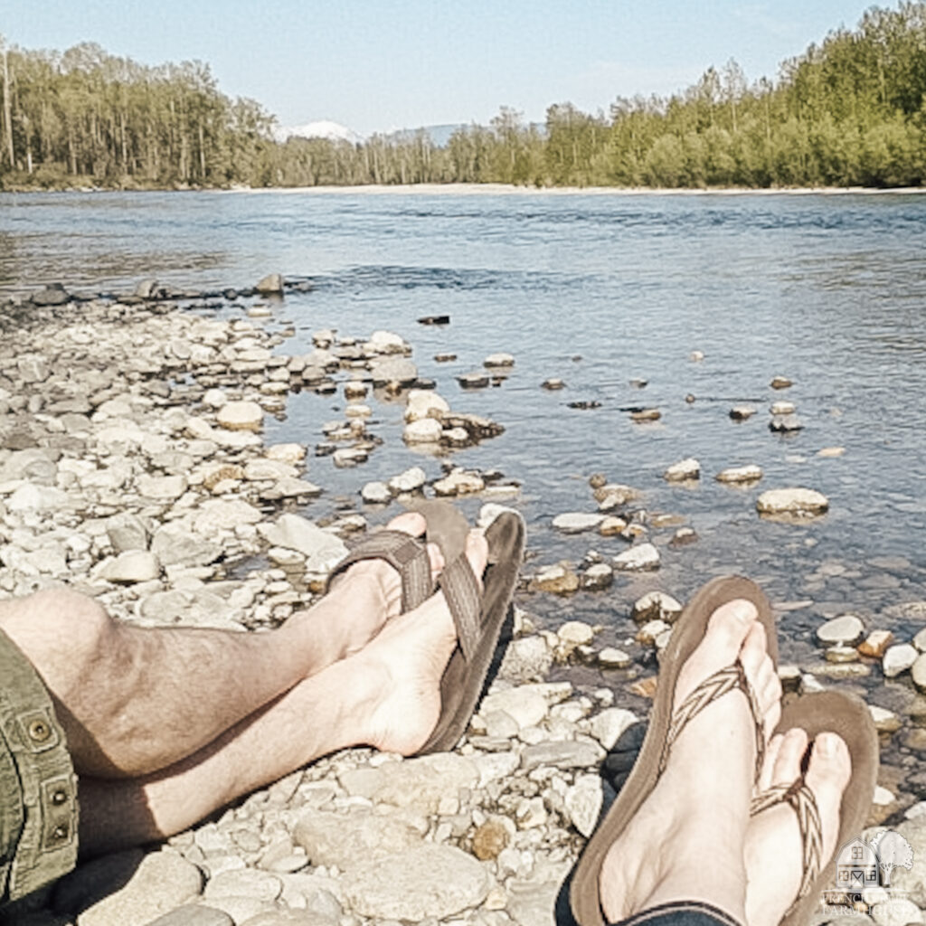 Relaxing beside the Snohomish River