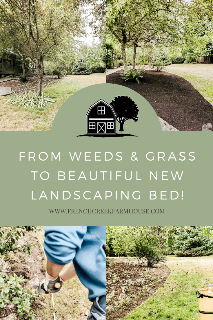 Turning weeds and grass into a large garden bed is an easy weekend project to add curb appeal to your fixer-upper home