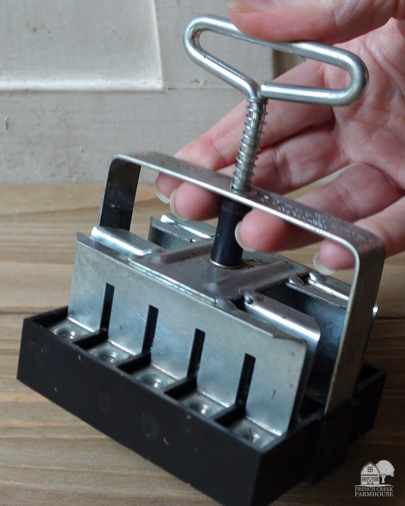 The mini soil blocker makes 3/4" cubes for starting small seeds