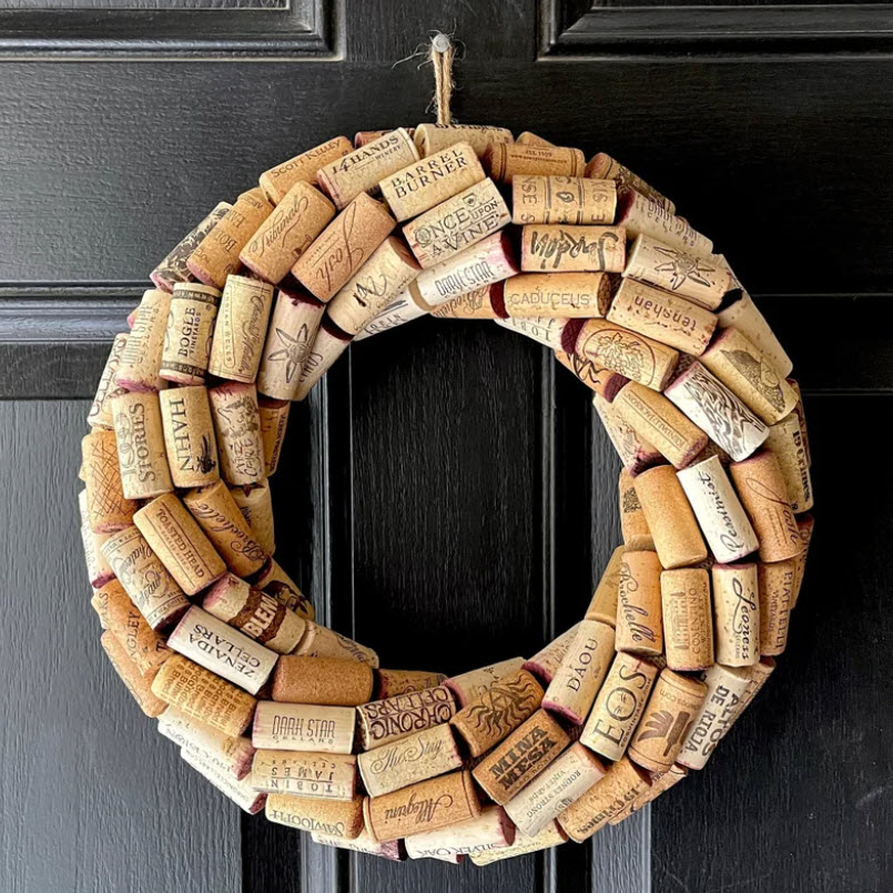 Raise a glass to a beautifully designed cork wreath!