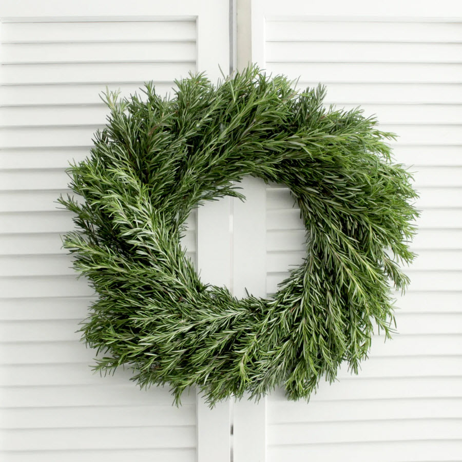 A fresh rosemary wreath can last two weeks and makes for a great autumn addition