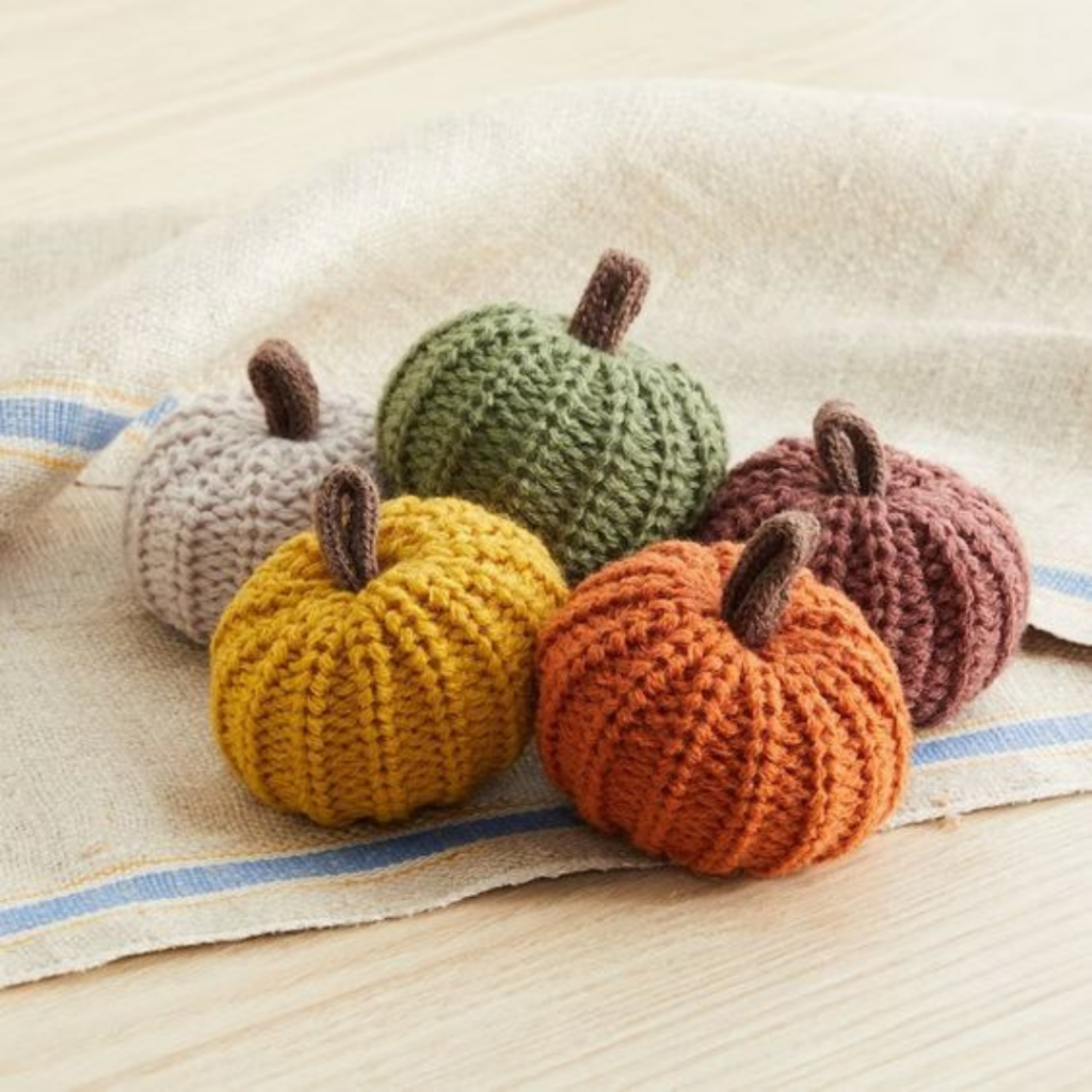 Knit Pumpkins in Autumn Colors