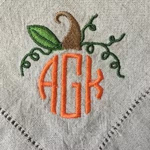 Monogrammed linen napkins for Thanksgiving