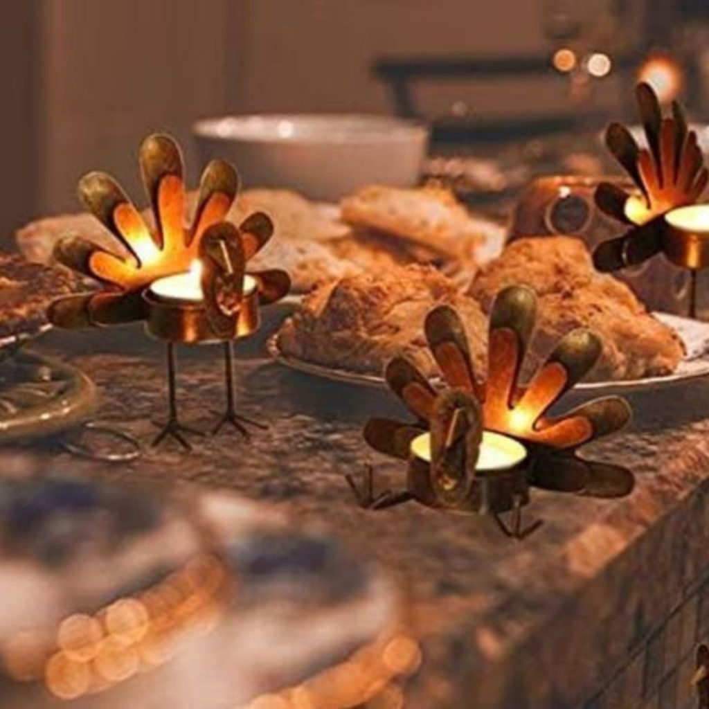 Copper turkey tealight holders