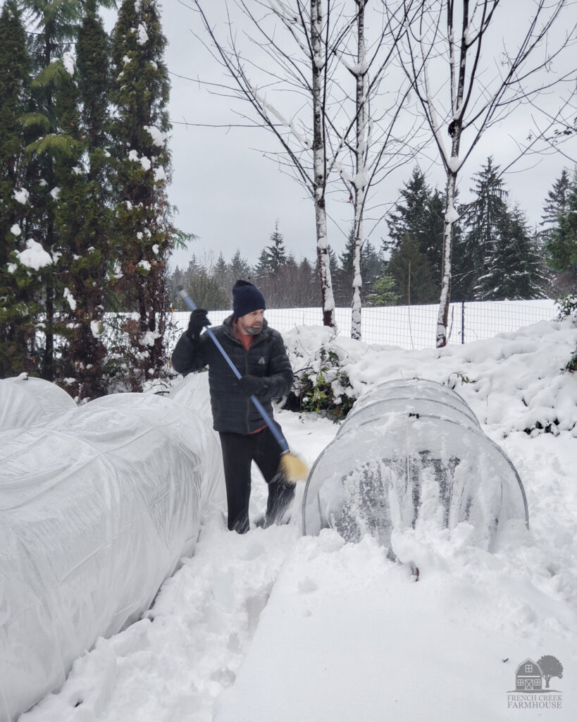 Protect your winter vegetable garden from snow and cold with row covers.