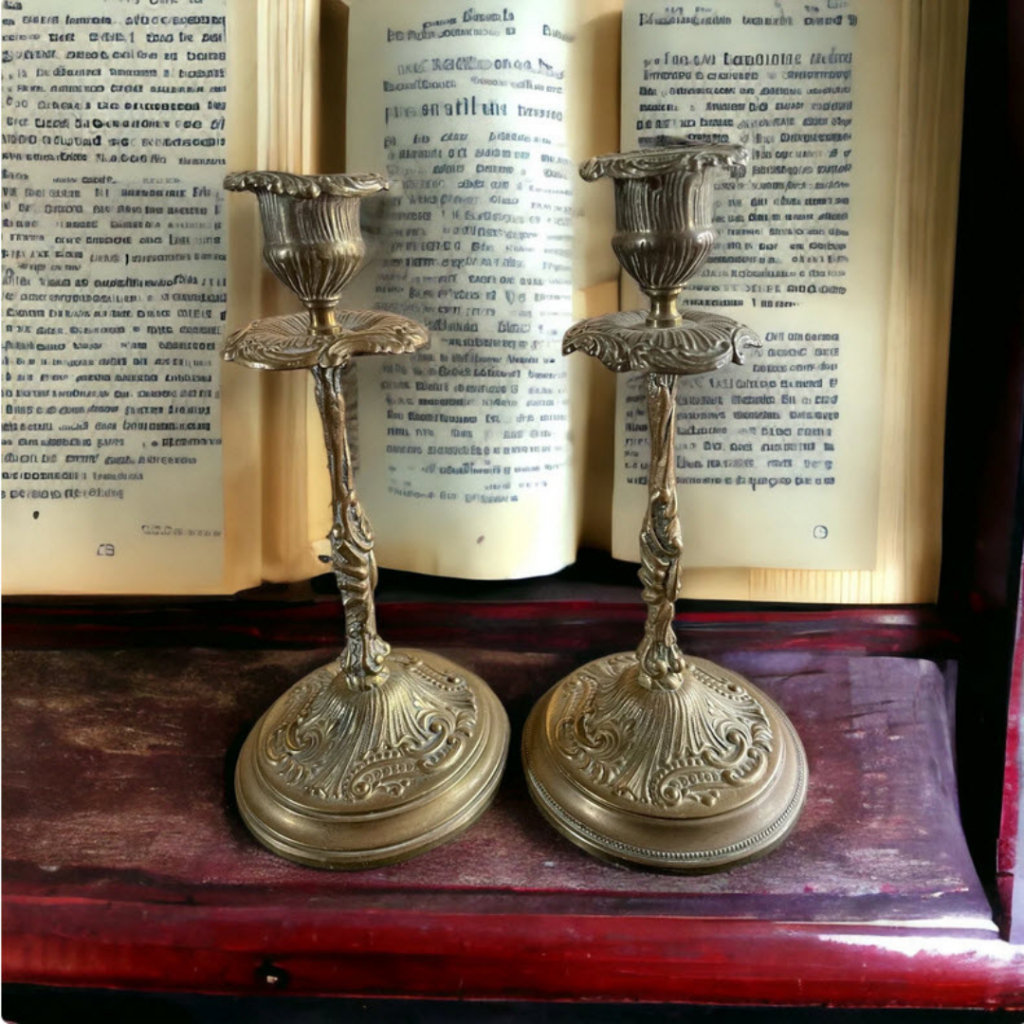 Vintage French brass candlesticks