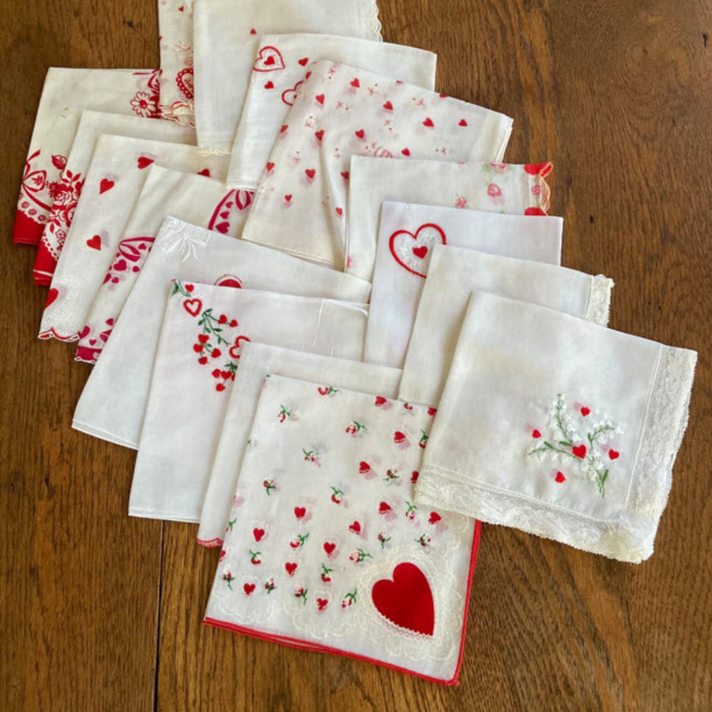 Vintage Valentine's day handkerchiefs